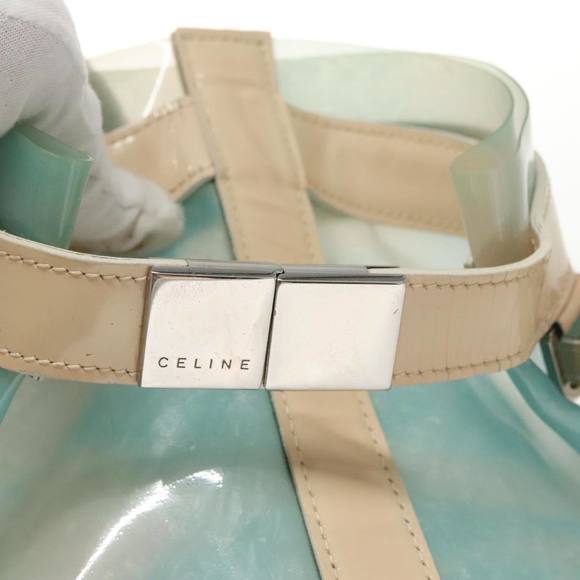 CELINE Shoulder Bag Enamel Leather Blue Cream Silver Auth bs19765 - Picture 8 of 16